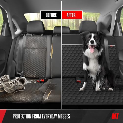 Motor Trend Dog Car Seat Cover for Back Seat - Waterproof Non-Slip Scratch-Resistant Back Seat Pet Cover for Dogs - Universal Fit Dog Accessories for Cars, Trucks, SUV, & Vans - Black - style: Rear Bench Cover