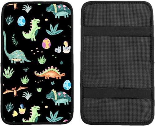Car Armrest Box Pad,Cute Dinosaur Car Armrest Pad Car Armrest Cover Protector for Most Vehicle, SUV, Truck, Car - color: Cute Dinosaur