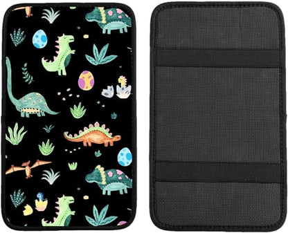 Car Armrest Box Pad,Cute Dinosaur Car Armrest Pad Car Armrest Cover Protector for Most Vehicle, SUV, Truck, Car - color: Cute Dinosaur