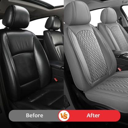 2PCS Seat Covers, Front Seat Covers for Car Waterproof Automotive Seat Cover Vehicle Seat Cover Car Seat Protector for Cars SUV Pick-up Truck Sedan (2PCS Front, Gray)