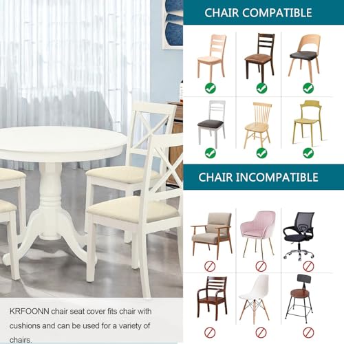 KRFOONN Waterproof Seat Covers for Dining Room Chairs Set of 4 with Dining Bench Cover Jacquard Washable Chair Covers Removable Kitchen Chair Cushion Slipcovers Protector for Dining Room, Beige - color: Beige