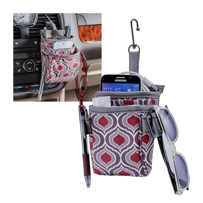 High Road DriverPockets Car Pouch - Car Vent Pocket and Vent Cell Phone Holder for Car - Front Seat Organizer with 3 Pockets, Hanging Hooks and Charging Port