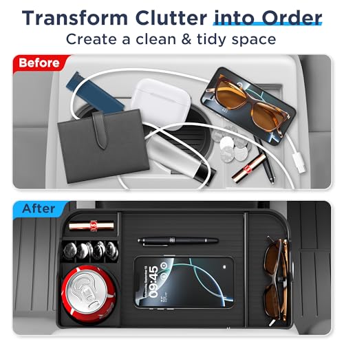 2011-2026 For Ford F150 F250 F350 F450 F550 F650 Front Seat Headrest Oraganizer [Large Cup Holder] Console Storage F150 F250 F350 F450 F550 F650 Super Duty Accessories(Jump Seat Only) Black