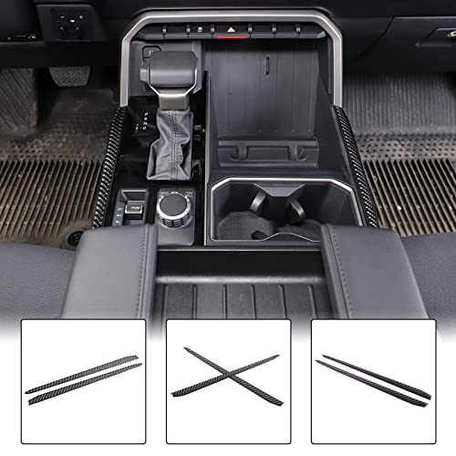 Inner Center Console Gear Control Panel Side Strip Cover Trim Compatible with Toyota Tundra/Sequoia 2022-2024 Carbon Fiber Center Console Gear Box Side Panel Protect Sticker Moulding Strip Accessories - size: Gear Control Panel Side Strip Trim