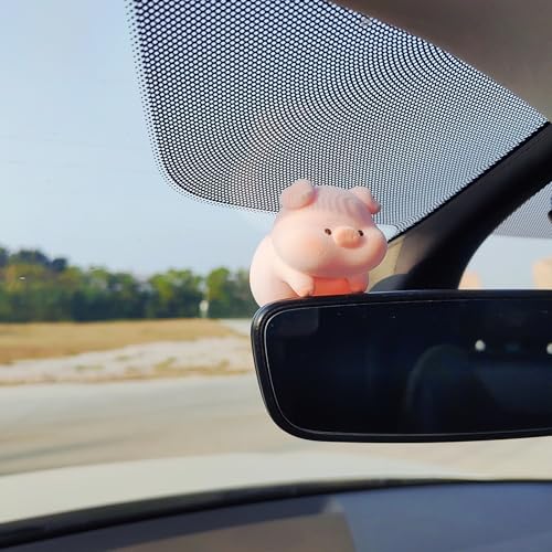 Cute Furry Animal Rear View Mirror Accessories, Car Dashboard Ornament Center Screen Decoration Rearview Mirror Charm, Car Accessories Interior Decor for Women/Men - style: Piggy