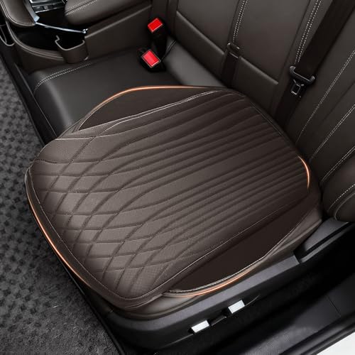 Universal Car Seat Cushion, Nappa Leather Ventilation Hole Breatheable Design for Driver Passenger, All-Season Anti-Slip Bottom Seat Cover,19.49in x 21.26in (1 Pieces/Coffee)