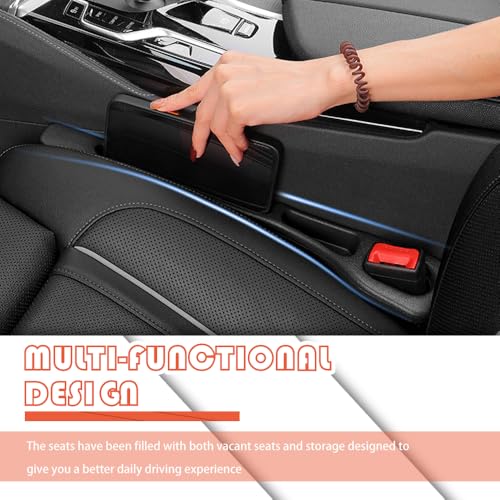 2PCS Car Seat Gap Filler Organizer with Storage Slots,Upgraded Car Gap Filler for Storing Phones,Keys,Items,Plug & Play No Drop Seat Guard for Cars Avoid Items Falling