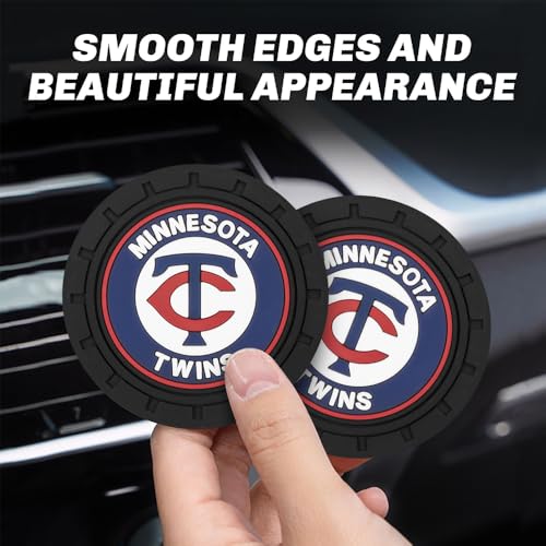 Baseball Fans Car Cup Holder Coasters for Minnesota Twins Fans, 2 Pack Twins Silicone Non-Slip Cup Mats, 2.75" Car Cup Holder Inserts for Auto Interior - color: dTw166ins
