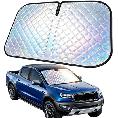 Foldable Windshield Sunshade for 2015-2026 Ford F-150 | Heavy Duty 5-Layer Laser Reflective Truck Sun Shade | UV Protection Heat Shield Front Window Cover | Keeps Interior Cool & Protects Dashboard - size: for F150 2015-2026