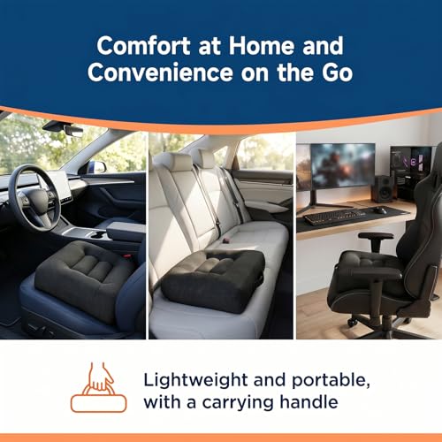 Car Booster Seat Cushion for Adults,Memory Foam Heightening Wedge Seat Pad,Elevated Chair Cushion to Improve Driving Vision(15.7×15.7×5.9inch,Black)