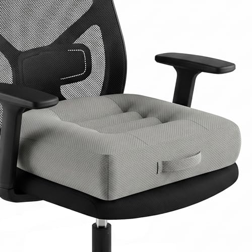 Car Booster Seat Cushion for Adults,Memory Foam Heightening Wedge Seat Pad,Elevated Chair Cushion to Improve Driving Vision(15.7×15.7×5.9inch,Light Gray)