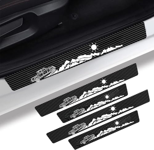4 Pieces Car Door Sill Protector fit for Jeep Gladiator,Carbon Fiber Threshold Anti-Scratch Sticker Door Edge/Rear Guard Protection - color: 4pcs-t-j-G