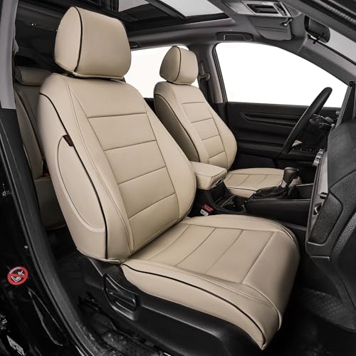 EKR CRV Seat Covers Custom Fit for Honda CRV 2023 2024 2025 2026 Leather Car Seat Cover Full Set for Trucks SUV,Waterproof Car Seat Cushion,Faux Leather (Beige) - color: Beige, size: 2023-2026 CRV EX,EXL,LX ,Sport,Hybrid