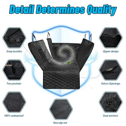 Pet Cover for Car Backseat, 600D Oxford Car Dog Seat Cover with Non-Slip Mesh, Waterproof Pet Protector for Sedan SUV Trucks (Black, 53.9 x 57.9 in)