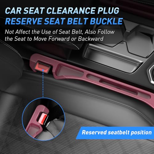 Car Seat Gap Filler 2Pack, Inserts Between Seats Console with Organizer Storage Upgraded Phone Holder Side Seat Gap Fillers Cars Front Seats Fill Plug Car Essentials for Vehicle SUV Truck (Wine Red) - color: Wine Red