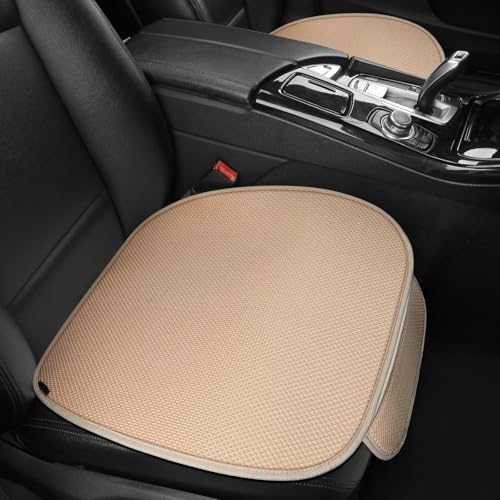 2pcs All-Season Car Seat Covers Khaki - Breathable Car Seat Protectors with Anti Slip Bottom - Durable Auto Seat Cushions Universal Fit for Vehicles Cars SUV Trucks Front Seats