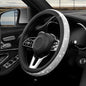 Diamond Leather Steering Wheel Cover, 15 Inch Bling Crystal Rhinestone Anti-Slip Wheel Protector, Universal Sparkling Elegant Diamond Steering Wheels Cover for Women Girl (White) - color: White