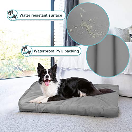 Explore Land Waterproof Dog Bed Cover Canvas Washable Dog Crate Pad Replacement Cover for 30 Inch Crate, 29Lx18Wx3.5H inch, Gray - color: Light Gray With Canvas, size: 29”Lx18”Wx3.5”H