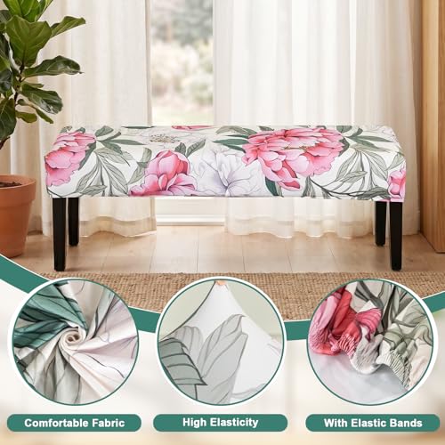FUANGUI Floral Bench Cover,Stretch Dining Bench Cover for bedrooms, Living Rooms, Kitchens, Protector Chair Bench Piano Bench Seat Covers Stool Slipcover Removable, Washable - 04 - color: 04