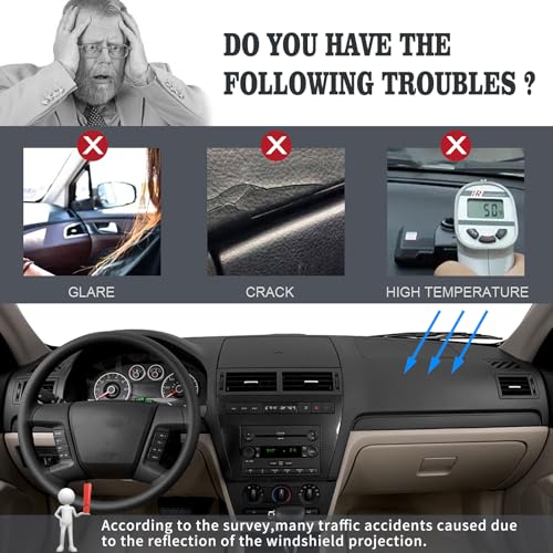 Dashboard Cover Dash Cover Mat Pad Carpet Custom Fit for Ford Fusion 2006 2007 2008 2009 (Beige) - color: 2006-2009 Beige