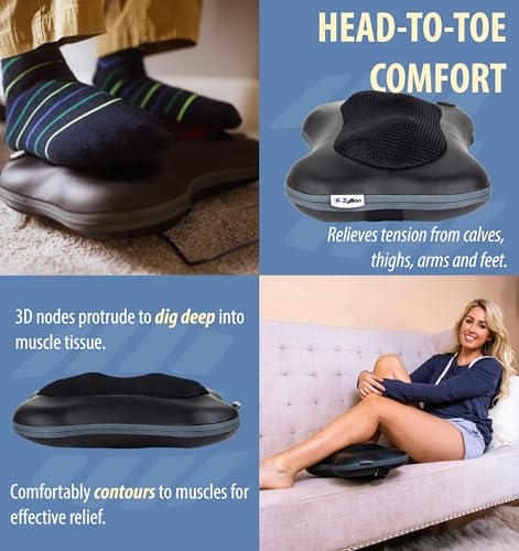 Zyllion Shiatsu Back and Neck Massager with Heat - 3D Electric Kneading Deep Tissue Massage Pillow for Muscle Pain Relief, Black, ZMA-13 - color: Black