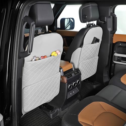 TAIKOO Seat Back Protector,Shields Seat Backs From Kicks and Adds Storage | kick mats back seat protector easy to install and clean, well-crafted, sturdy, durable and stylish.2 Pack - color: Cream White