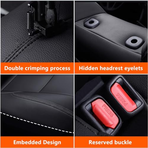 Custom Fit for Toyota CHR 2018 2019 2020 2021 2022 Full Set Faux Leather C-HR Seat Covers Compatible Airbag Black