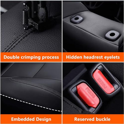 Custom Fit for Toyota CHR 2018 2019 2020 2021 2022 Full Set Faux Leather C-HR Seat Covers Compatible Airbag Black