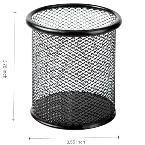 Pen Holder Mesh Pencil Holder Metal Pen Holder Cup Pencil Cup Holder for Desk Office Pen Organizer Black, 4 Pack