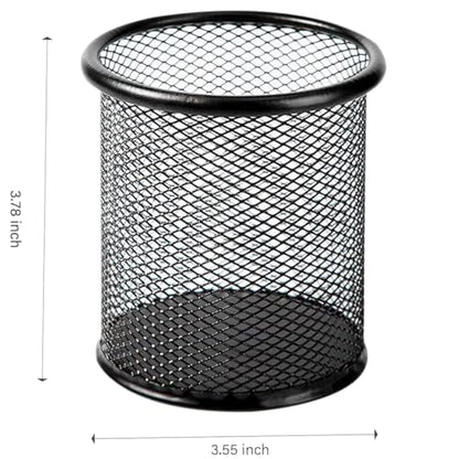 Pen Holder Mesh Pencil Holder Metal Pen Holder Cup Pencil Cup Holder for Desk Office Pen Organizer Black, 4 Pack