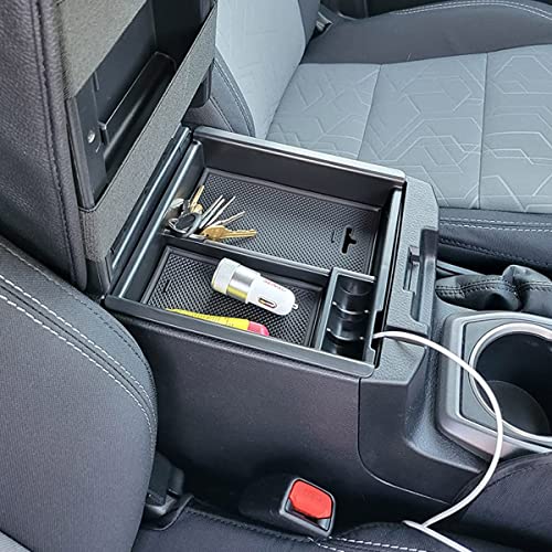 Center Console Accessory Organizer Compatible with Toyota Tacoma 2016-2019 2020 2021 2022 2023 ABS Material Armrest Box Insert Tray (Black Trim)