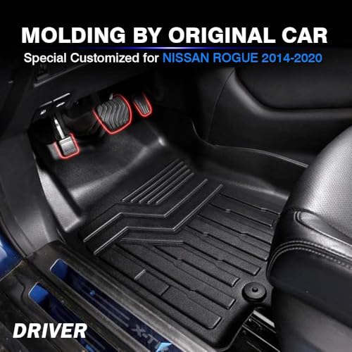 KUST Floor Mats for 2014-2020 Nissan Rogue Accessories, All Weather Car Mats Front Rear 2 Rows Liners TPE Rubber Raised Edge (Not for Sport and Select) - style: For │ Rogue 2014-2020 │ Floor Mats
