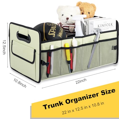 Car Trunk Organizer, Car Organizers and Storage Collapsible Multi Compartment Container Box, Adjustable Car Accessories for SUV Sedan Truck, Standard Size, Light Green - color: Light Green, size: Standard