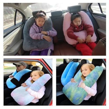 Travel Pillow Car Pillow Kid Car Sleeping The Sleeping Aid for Adults and Kids on Road Trips Kids Travel Pillow Colorful Blue - color: B-colorful Blue
