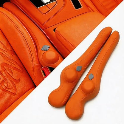 Inflatable Car Seat Gap Filler Strip - 2Pcs Leather Foldable Seat Gap Plug Blocker,Stop Dropping Items,Soft Interior Accessories for All Cars (Orange)