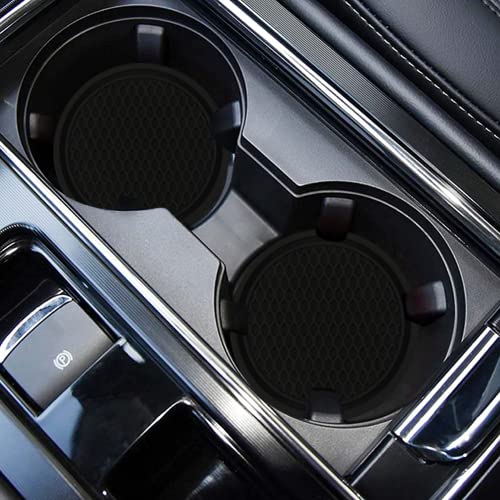 ZSDY Car Cup Coaster, 4PCS Universal Auto Non-Slip Cup Holder Embedded in Ornaments Silicone Coaster, Car Interior Accessories Sets, Black - color: Black