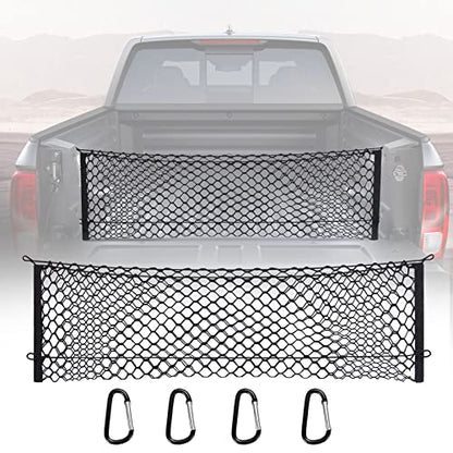 Truck Bed Cargo Net, Elastic Mesh Net Organizer Truck Bed Storage Net Organizer Envelope for Chevy Silverado & Ford F150/F250 Luggage Back Cargo (47x15.2 Inch)