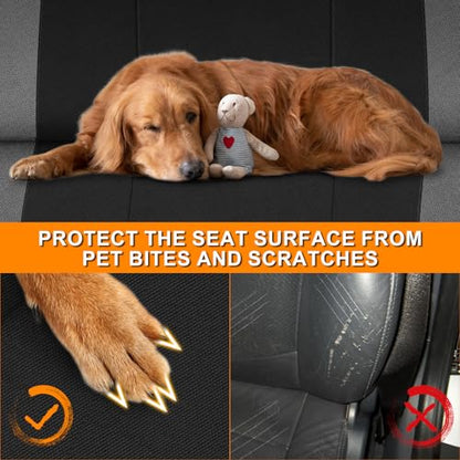 Truck Seat Cover Compatible with 1993-1998 Ford Truck Regular XCab Crew Cab, Front Solid Bench Seat with Molded Headrests and Integrated Center Armrest Seat Cover - color: Black and Charcoal
