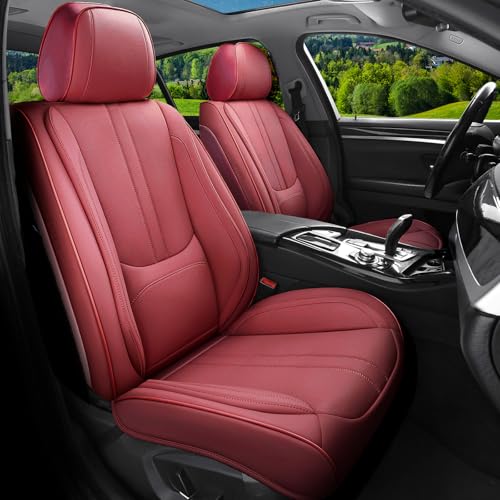 Car Seat Covers Full Set Fit for Toyota CHR/C-HR 2018-2022,Luxury Faux Leather Seat Covers 5 Seats, Breathable Anti-Slip Seat Protectors with Lumbar Support(Red,Full Set) - color: Red, size: Fit for CHR