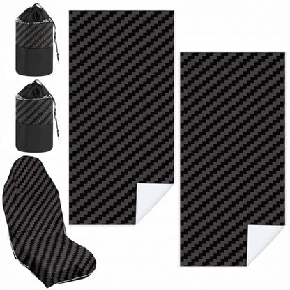 Hahafelt Car Seat Towel Covers with Storage Bag, 63 x 32 Inch Universal Non Slip Waterproof Sweat Protector for Car Truck, Gym Swimming Running, Machine Washable(2 Pack,Carbon Fiber Textured) - style: Carbon Fiber Textured
