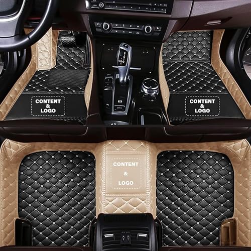 Custom Making Car Floor Mats for 97.5% Car Model Luxury Leather All Weather Waterproof Anti-Skid Full Coverage Liners (Black and Beige) - color: Black and Beige
