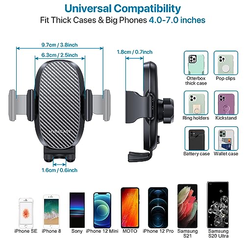 Miracase [2025 Latest Upgraded] Universal Cup Phone Holder for Car, [Rotatable & Adjustable] Long Neck Car Cup Holder Phone Mount Compatible with iPhone, Samsung, Google & More Smartphones - color: Black-Carbon Fiber