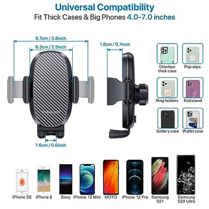 Miracase [2025 Latest Upgraded] Universal Cup Phone Holder for Car, [Rotatable & Adjustable] Long Neck Car Cup Holder Phone Mount Compatible with iPhone, Samsung, Google & More Smartphones - color: Black-Carbon Fiber
