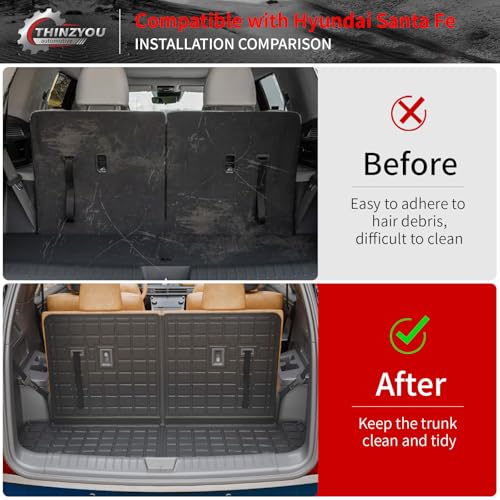 Floor Mats Compatible with 2024 2025 2026 Hyundai Santa Fe Cargo Liner Fit Gas&Hybrid TPE All Weather Back Seat Cover Protector Santa Fe Accessories (Trunk Mat with Backrest Mat+Floor Mats) - style: For Hyundai Santa Fe | 2024-2026
