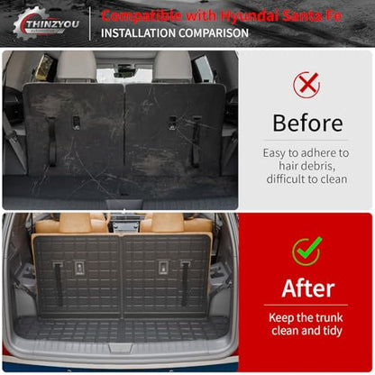 Floor Mats Compatible with 2024 2025 2026 Hyundai Santa Fe Cargo Liner Fit Gas&Hybrid TPE All Weather Back Seat Cover Protector Santa Fe Accessories (Trunk Mat with Backrest Mat+Floor Mats) - style: For Hyundai Santa Fe | 2024-2026