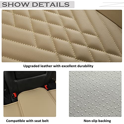 GIANT PANDA Premium PU Leather Rear Car Seat Cover Protector, Luxury Adjustable Anti-Slip Bottom Bench Seat Cover (50~55.5''),Fits 90% of Vehicles, Back Seat Cover, Beige