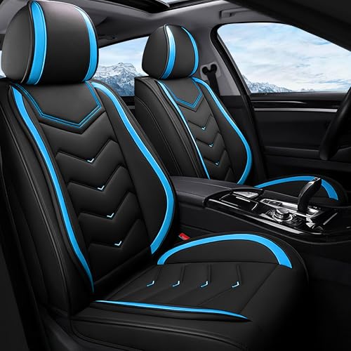 Car Seat Covers Fit for Honda 2000-2026, Stylish Sport Seat Covers, Waterproof Wear-Resistant Premium Nappa Leather Car Seat Covers.(2 Pcs Front/Black Blue)