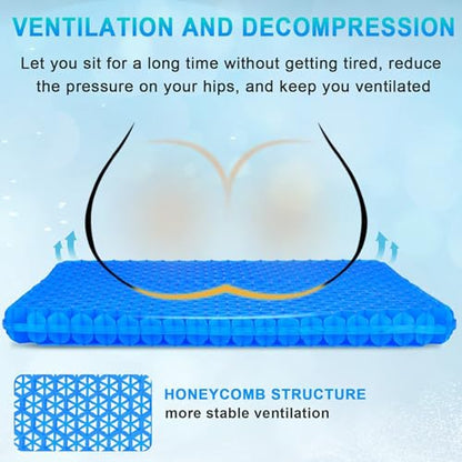 Honeycomb Gel Seat Cushion, Gel Cushions for Pressure Relief, Breathable Cooling Chair Cushion for Office Chair, Car & Wheelchair