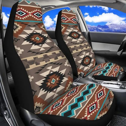 Dreaweet Geometric Aztec Car Seat Covers Front Seats Native American Tribal Car Accessories 2 Piece Washable & Universal Seat Covers for Cars SUV Sedan Trucks - color: Geometric Aztec