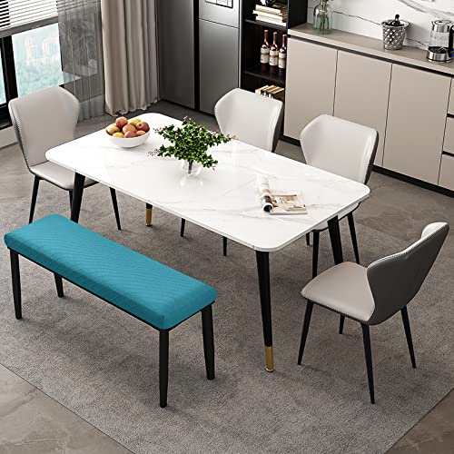 Lebaley Stretch Jacquard Ottoman & Bench Cover Removable Washable Slipcover for 42-54 inch Rectangular Benches, Bar Stools, and Dining Room Chairs (Fits 14-18" Wide),Peacock Blue - color: Peacock Blue, size: Regular - Standard